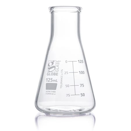 Globe Scientific Erlenmeyer Flask, 125 mL, 115 mm H, PK12 8410125